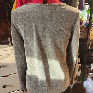 Women's Silver Sparkly Blouse Puff Sleeve